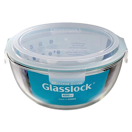 GLASSLOCK Mixing Bowl Frischhaltedose aus Glas - Salatschüssel Typ 4000 ml
