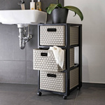 Rotho Country Rollcontainer 3 Schubladen Rattan-Optik Aufbewahrungs Cappuccino