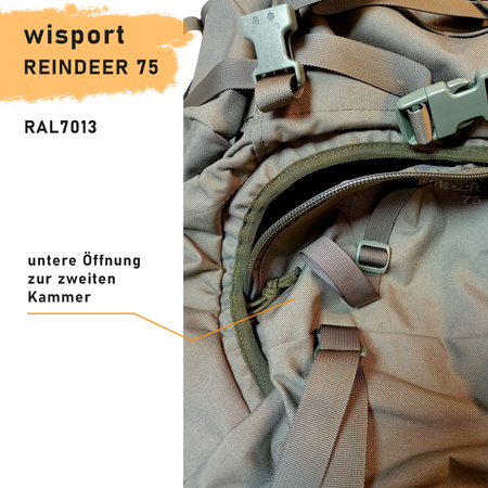 WISPORT RUCKSACK REINDEER 75 RAL-7013 FAS PLUS Ergonomic, MOLLE, 2300 g, 75 L