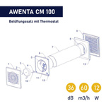 OUTLET Awenta COSY CM100 Lüfter Lüftungsgitter wand ventilator Thermostat  NEU