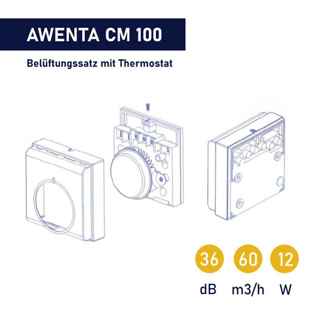 OUTLET Awenta COSY CM100 Lüfter Lüftungsgitter wand ventilator Thermostat  NEU