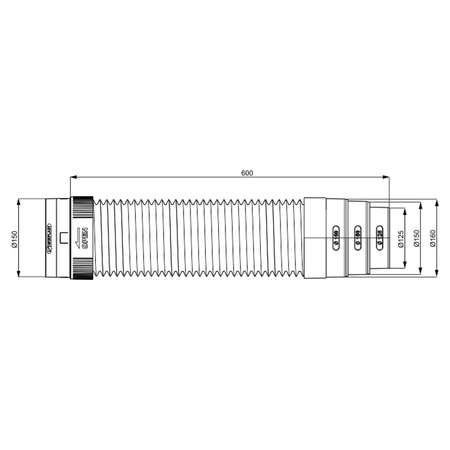 Flexibles Ruroflex DN 160/150/125 mm Anschlussrohr Entlüfterrohr Für Dunstrohre 