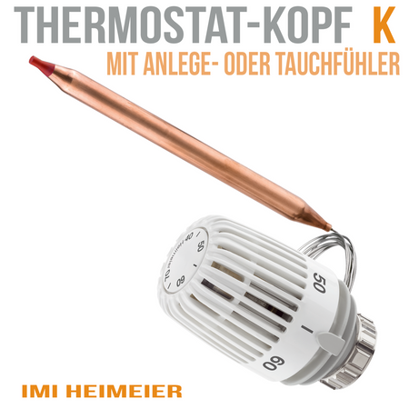 Heimeier Thermostat-Kopf K 2m mit Anlegefühler 40-70°C Boiler 6602-00.500 weiß 