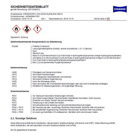 SET 7,5L Standox 2K VOC Easy Klarlack K9510 5L + Härter VOC Easy 20-30 2,5L
