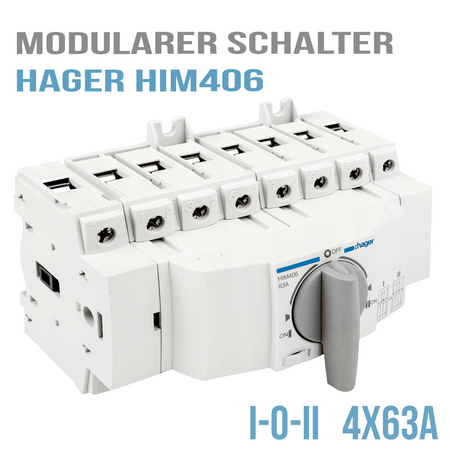 Hager HIM406 Lastumschalter für Hutschiene/Montageplatte 4 polig 63A Umschalter