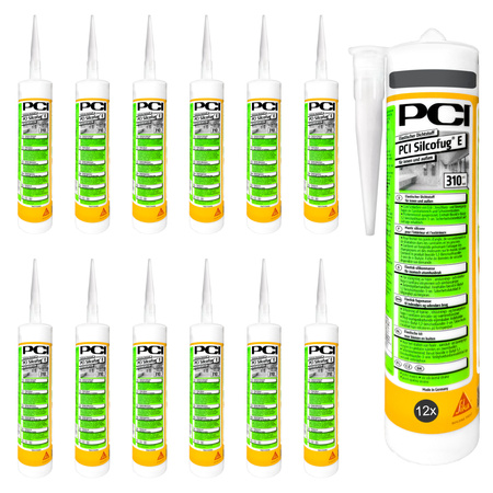  PCI Silcofug E 12 x 310 ml Sanitär Silikon Dichtstoff - 47 Anthrazit