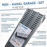 3x Entwässerungsrinne MIDI-KANAL GARAGE-SET Komplett  9m KIT DAKOTA GUNNEX