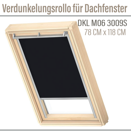 VELUX DKL M06 3009S Verdunkelungsrollo 78x118 Silberne Seitenschienen Schwarz