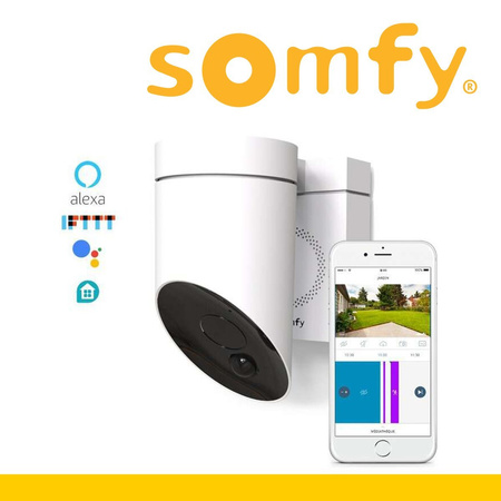 Somfy Außenkamera inkl. Sirene weiß Outdoor Camera bei Nacht gestochen scharf 