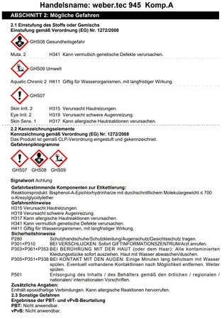 WEBER weber.tec 945 Injektionsharz EP Injektionsharz zur kraftschlüssigen 5 KG