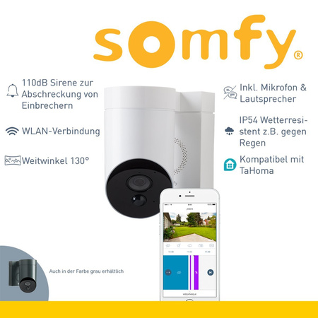 Somfy Außenkamera inkl. Sirene weiß Outdoor Camera bei Nacht gestochen scharf 