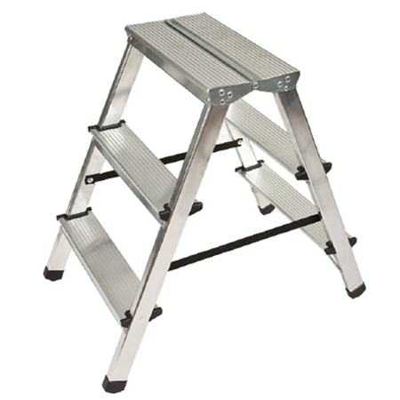 Leiter Alu beidseitig 3 Schritte Doppelleiter Trittleiter Aluleiter Stehleiter