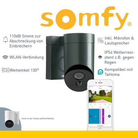 Somfy Außenkamera inkl. Sirene grau Outdoor Camera bei Nacht gestochen scharf 