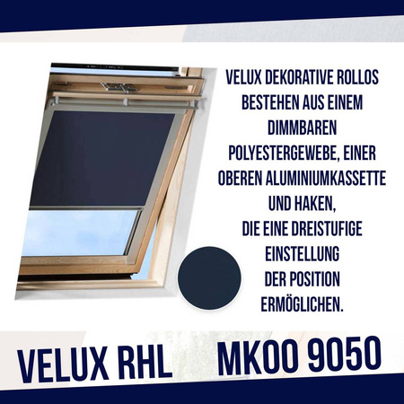 VELUX RHL MK00 9050 Rollo mit Haken Dekorativ Blackout  Dunkelblau