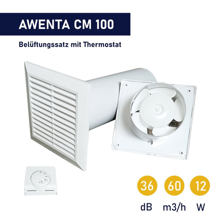 OUTLET Awenta COSY CM100 Lüfter Lüftungsgitter wand ventilator Thermostat  NEU