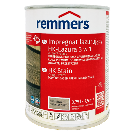 Remmers HK-Lasur Grey Protect 0,75 L Platingrau – 3in1 Holzschutzmittel