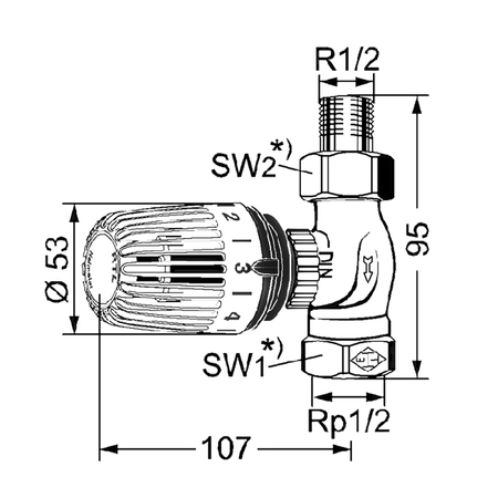 Heimeier RTL Thermostatkopf Rücklauftemperaturbegrenzer 1/2" DN15 9174-02.800