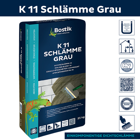 OUTLET BOSTIK K11 SCHLÄMME GRAU Dichtschlämme Abdichtung 25 Kg