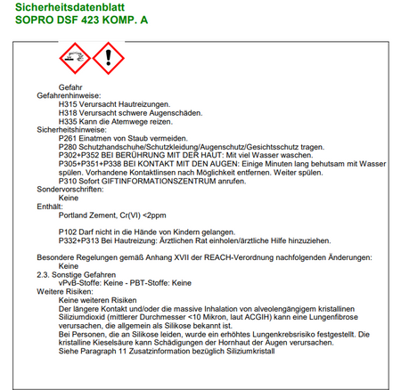 SOPRO DSF 423 DichtSchlämme Flex 2-K komp.B Abdichtung Schlämme 8 KG