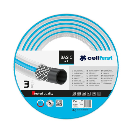 Cellfast Gartenschlauch BASIC 1" 10m 3-lagiger Schlauch UV-beständig Allwetter