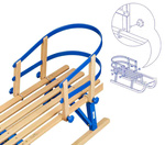 Holzschlitten mit Schlittenlehne COLINT Davos klappbar Holz Blau TÜV/GS 100 cm