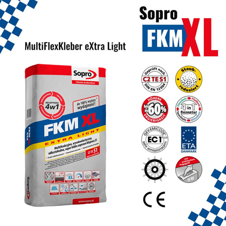 SOPRO FKM XL 444 MultiFlexKleber Extra Light Fliesenkleber Flexmörtel 15 KG