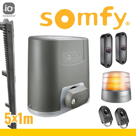Somfy Elixo 500 3S iO EE Pack Torantrieb Schiebetore Per Funk + Zahnschiene 5 m