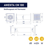 OUTLET Awenta COSY CM100 Lüfter Lüftungsgitter wand ventilator Thermostat  NEU