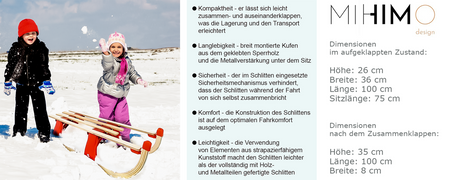  Kinderschlitten aus Holz ökologischem Lack lackiert Blau und Rot