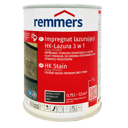 Remmers HK-Lasur Grey Protect 0,75 L Anthrazitgrau – 3in1 Holzschutzmittel