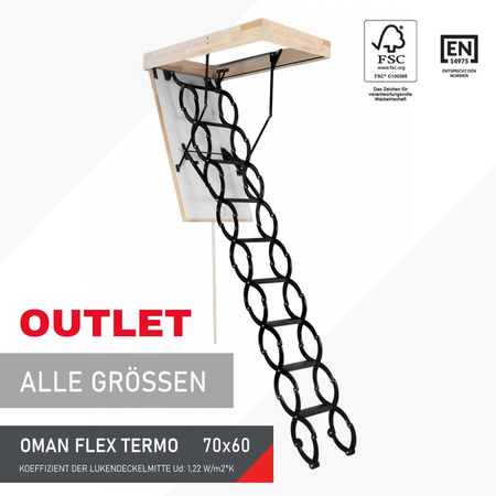 OUTLET OMAN FLEX TERMO Bodentreppe mit einer Dichtung Scherenleiter 70 x 60