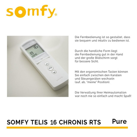 OUTLET Somfy TELIS 16 CHRONIS 1811079 Pure - 16-Kanal-Handsender LCD-Anzeige