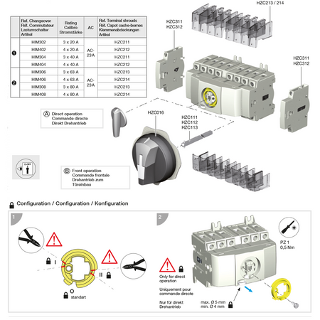 OUTLET Hager HIM 404 Lastumschalter 4polig 40A für Hutschiene/Montageplatte