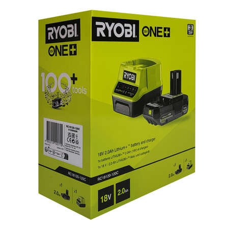 Ryobi RC18120-120C  Akku-Set 18 V 2,0 Ah + Ladegerät ONE+ (ohne Werkzeug)