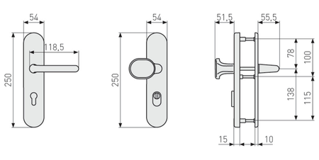 ABUS Sicherheitsbeschlag für Türen mit Rundzylinderabdeckung Aluminium KLZS714F1