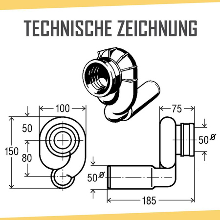 Viega Pisuar-Siphon FI50 – horizontal