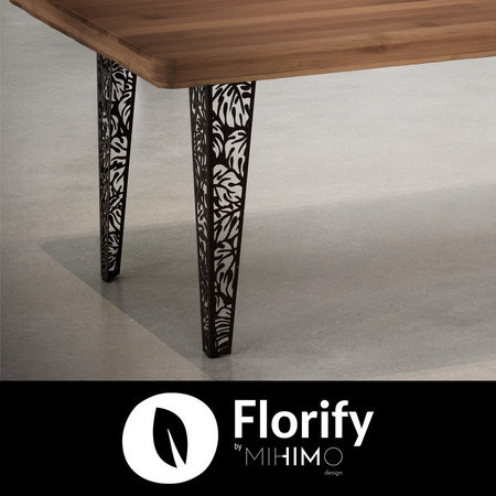 Florify 4 Beinen für Tisch, Beistelltisch, Schrank, Möbelfüße mit Monstera Deliciosa Pflanzenmuster Mittel 40 cm Höhe 