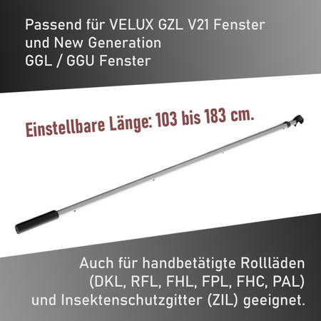 OUTLET VELUX Teleskop Bedienungsstange für Fenstern Rollläden und Rollos ZCT200K