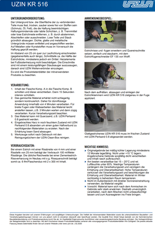 outlet UZIN KR 516 2-K Kleben von Winkelschienen, Nagelleisten 2 x 300 ml