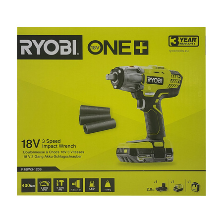 Ryobi R18IW3-120S - Profi Akku-Schlagschrauber 18 V ONE+ 400 Nm zum Werkstatt