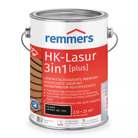 REMMERS HK-LASUR 3in1 PLUS Holzschutzlasur außen 2,5 L – Ebenholz