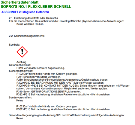 SOPRO Sopro’s No.1 404 Schnell Flexkleber C2 S1 Fliesenkleber 25 KG