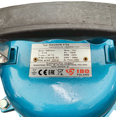 IBO Abwasserpumpe Magnum 3750 für Kläranlagen & Abwassertanks Schwimmer 230V 20m