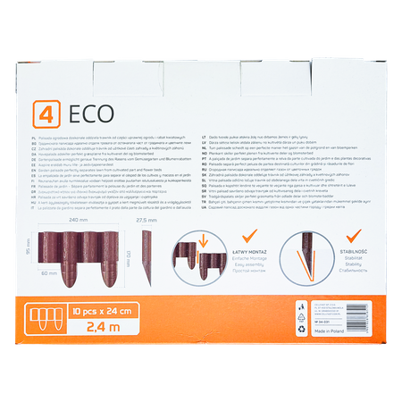 Cellfast Gartenpalisade 4 ECO Rasenkante Garten Natürlicher Look Braun 7,2 m