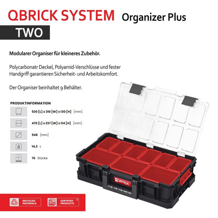 Qbrick System TWO Organizer Plus Polycarbonatr Deckel Polyamid-Verschlüsse NEU
