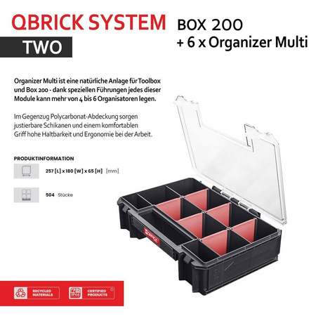 Werkzeugkoffer SET Qbrick System TWO Box 200 + 6 x Organizer Multi Werkzeugkiste
