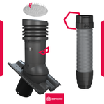 BANDLOO Lüftungskamin-Set mit Ruroflex KLIK DN125 und Vogelabwehrstacheln 125 mm