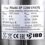 IBO Multi IP 1200 INOX Tauchpumpe 230V Wasserpumpe Tauchdruckpumpe Hochdruck