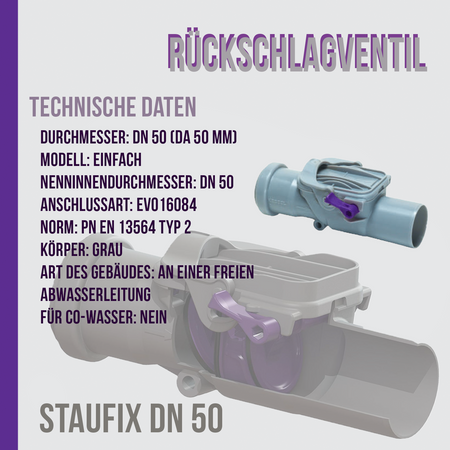 Kessel 73050 Rückstauverschluss Staufix für Abwasser DN 50 ANTI FLUT VENTIL