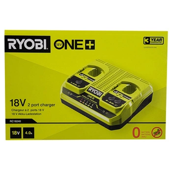Ryobi RC18240 18V ONE+™ Zweifach-Ladegerät (ohne Akkus)